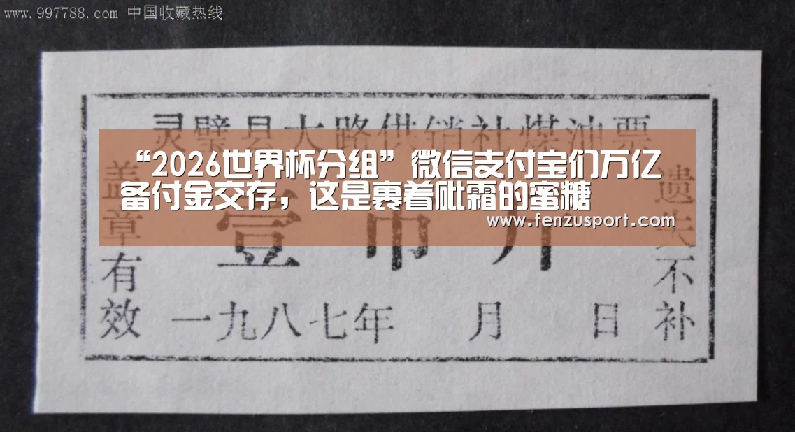 “2026世界杯分组”微信支付宝们万亿备付金交存,这是裹着砒霜的蜜糖(图2) 2026世界杯赛程